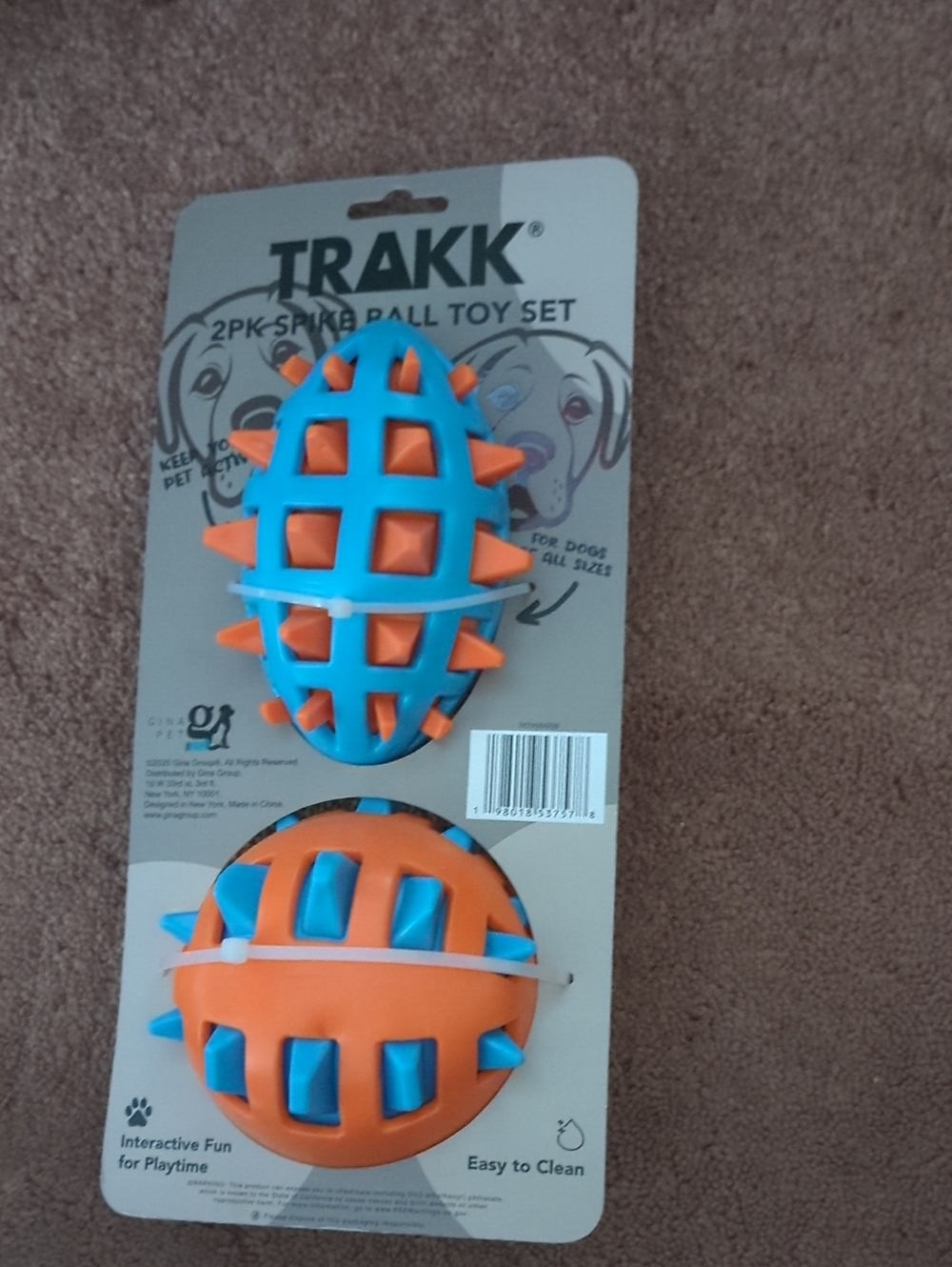 Dogs Blue and Orange Spike Ball Toy Set NEW